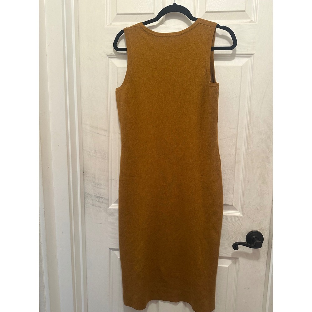 Garnet Hill Mustard Yellow Linen Organic Cotton Knit Sleeveless Midi Dress M - Picture 4 of 4